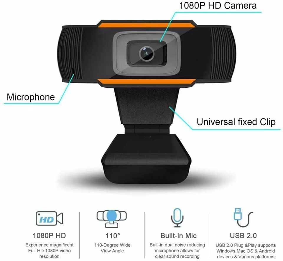 Mini Webcam 1080P HD USB Web Camera With Microphone For PC Computer Desktop Gamer Webcast Video Call Conference Work