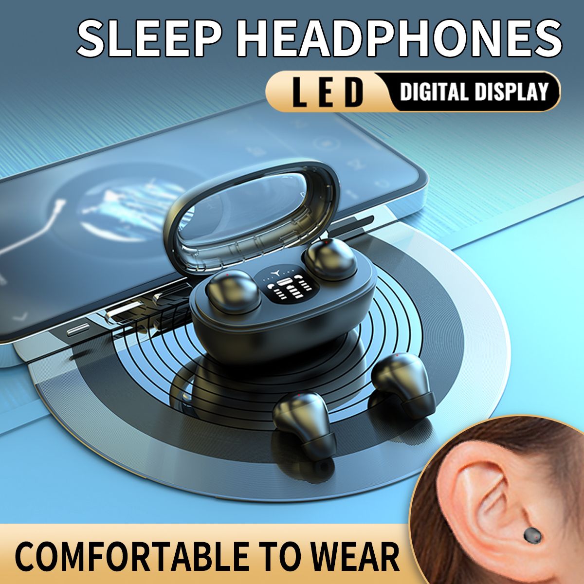 Mini Sleep Invisible Earbuds Tiny Headphones Hidden Noise Reduction TWS Wireless Headsets Sports Stereo Bluetooth 5.3 Earphones