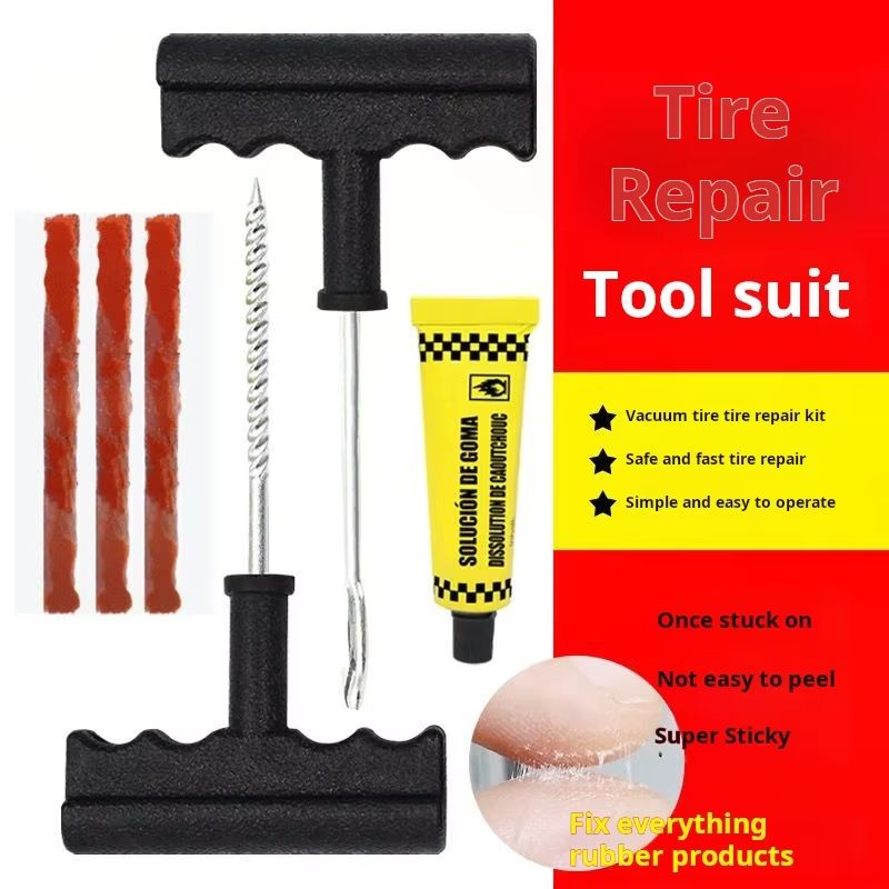 Tire Repair Tools Kit with Rubber Strips Tubeless Tyre Puncture Studding Plug Set Auto Motorcycle Bike Garage Repair Tools