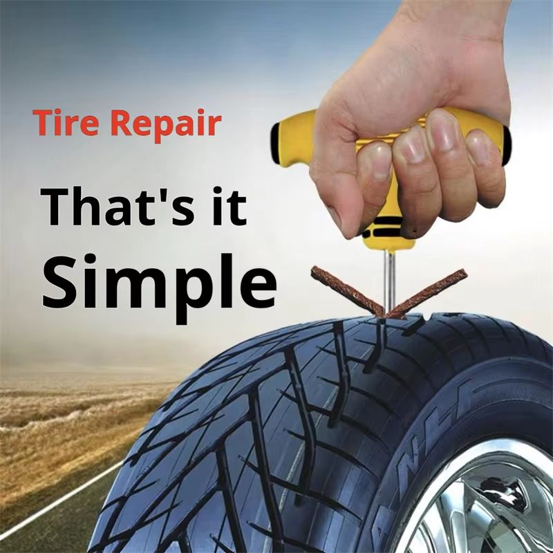 Tire Repair Tools Kit with Rubber Strips Tubeless Tyre Puncture Studding Plug Set Auto Motorcycle Bike Garage Repair Tools