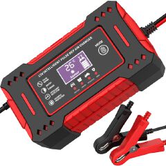 6A 12V Intelligent Car Battery Charger Pulse Repair LCD Display Motorcycle Battery Charging Lead-Acid Battery Repair Charger