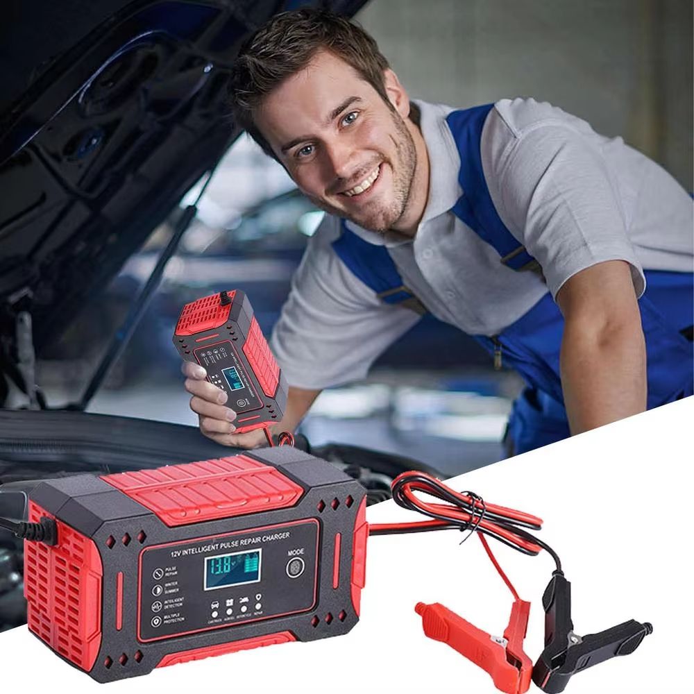 6A 12V Intelligent Car Battery Charger Pulse Repair LCD Display Motorcycle Battery Charging Lead-Acid Battery Repair Charger