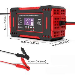 6A 12V Intelligent Car Battery Charger Pulse Repair LCD Display Motorcycle Battery Charging Lead-Acid Battery Repair Charger
