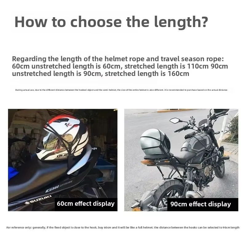 60CM/90CM Motorcycle Helmet Straps Luggage Retractable Elastic Rope Fixed Strap Moto Helmet Luggage Net Motorcycle Accessories