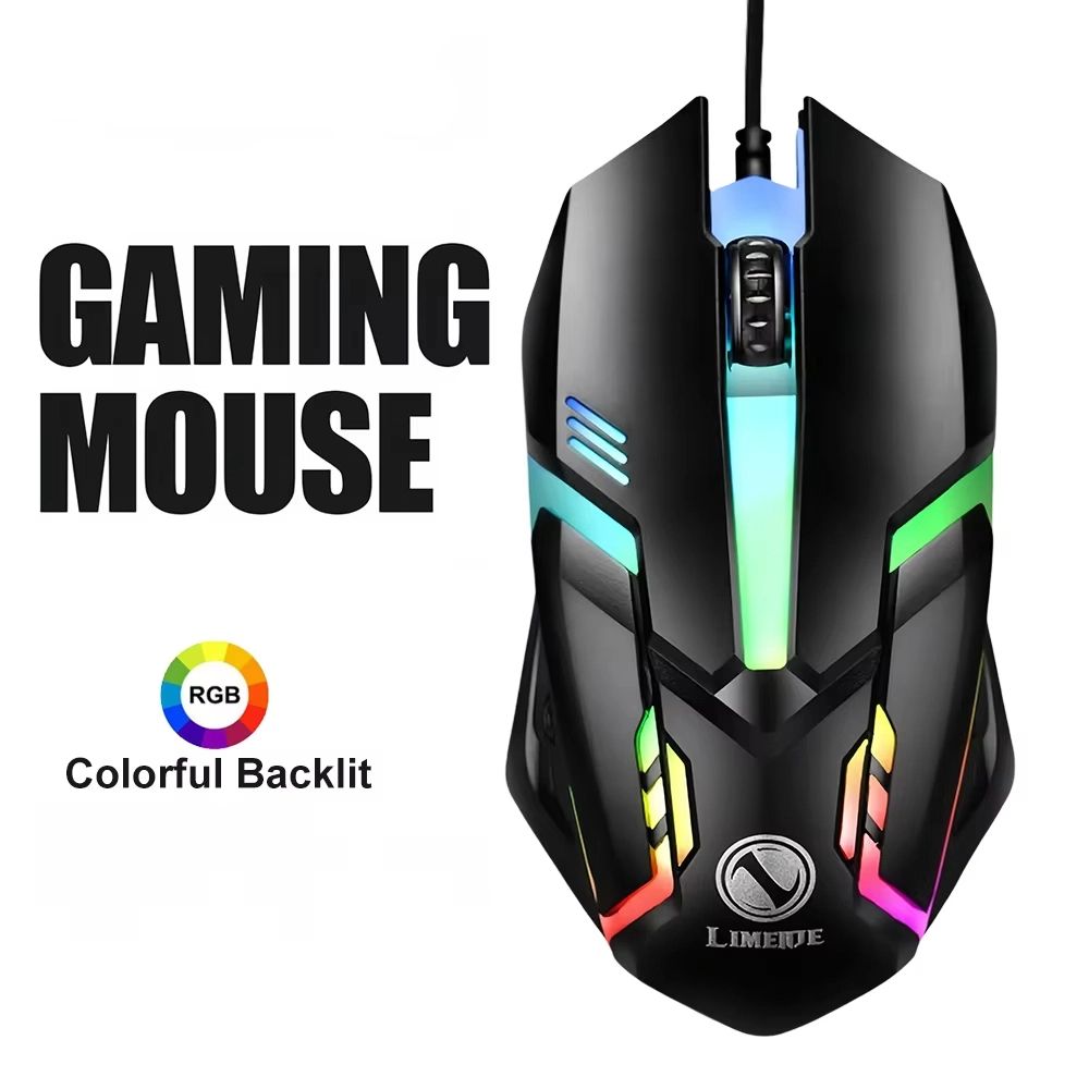 USB Wired Mouse RGB Colorful Mosue E-Sports Gaming Mouse Wired Office Mouse Mice For PC Desktop Laptop Computer Windows iOS