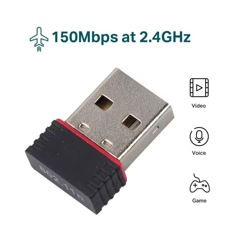 Mini USB Network Card  For PC Desktop Tablet Wireless WiFi Dongle Adapter USB2.0 2.4G 150Mbps WLAN LAN Wi-Fi Dongle Receiver