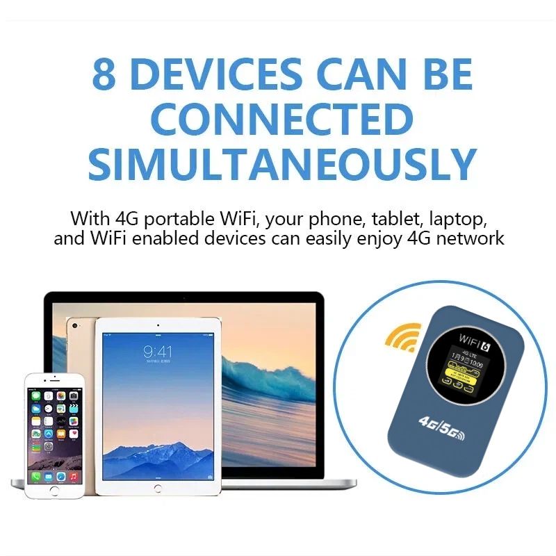 4G LTE Router Portable Wireless WiFi Router Modem 3000mAh 150Mbps Mobile Hotspot Broadband Wide Coverage with SIM Card Slot