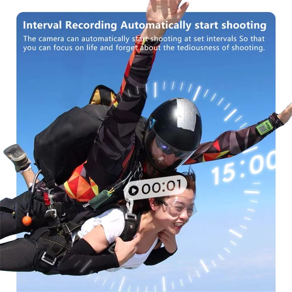 2.7K 180° Mini Cam 2.7K Thumb Sports Camera 1.4 Inch WiFi 180°Action Camera For Motor Cycling Recorder Outdoor Mini Cam Pet Vlog