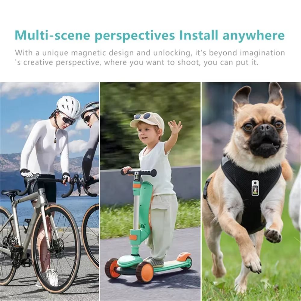 2.7K 180° Mini Cam 2.7K Thumb Sports Camera 1.4 Inch WiFi 180°Action Camera For Motor Cycling Recorder Outdoor Mini Cam Pet Vlog