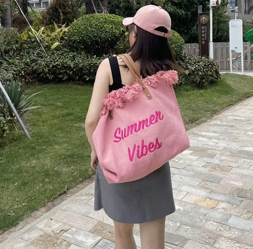 New Arrival Summer Vibes Ladies Tote Bags: Large Capacity  Travel Shopper Ladies Handbags/ Women Shoulder Bags