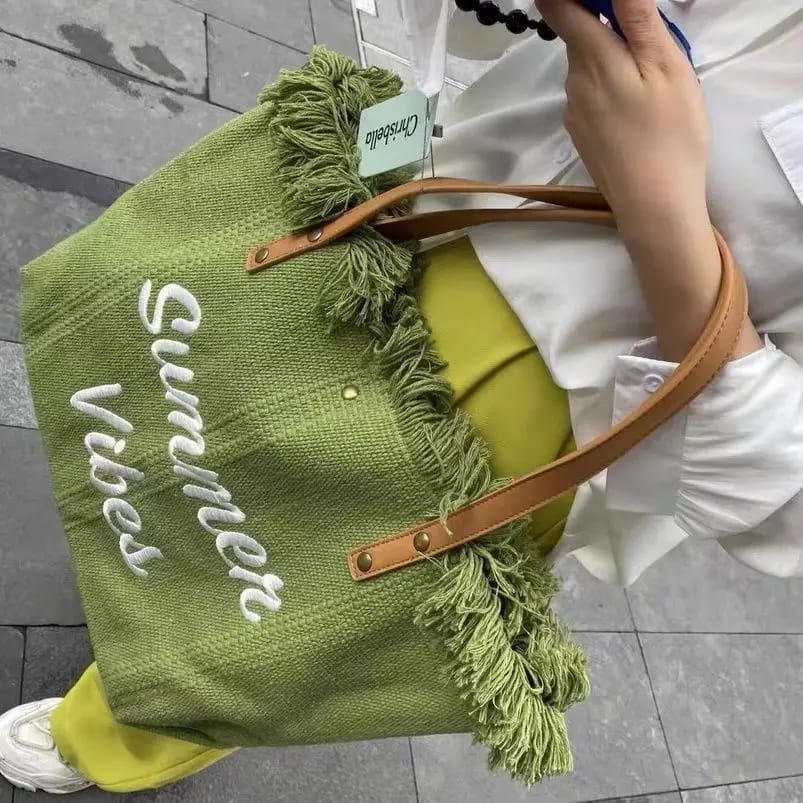 New Arrival Summer Vibes Ladies Tote Bags: Large Capacity  Travel Shopper Ladies Handbags/ Women Shoulder Bags