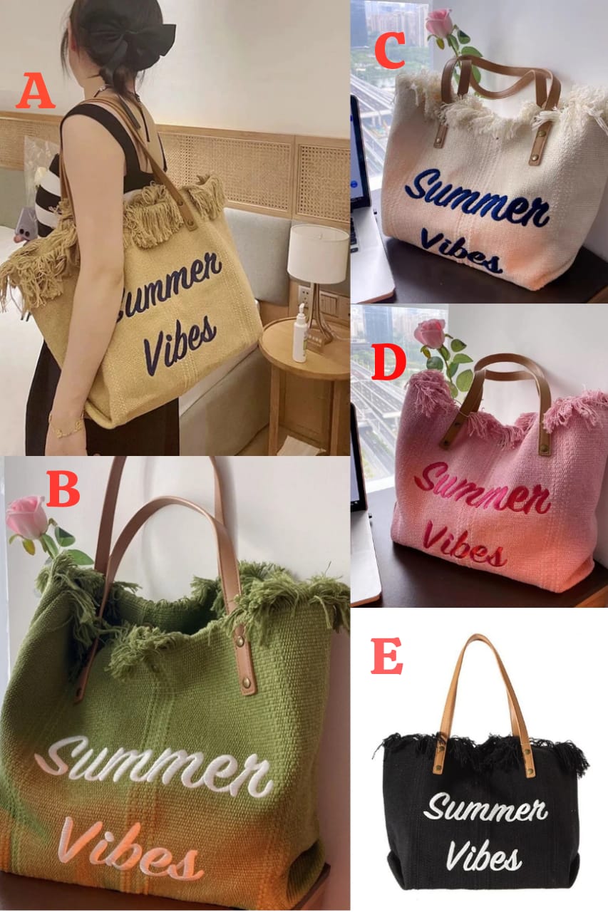 New Arrival Summer Vibes Ladies Tote Bags: Large Capacity  Travel Shopper Ladies Handbags/ Women Shoulder Bags