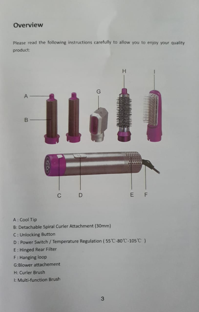5 In 1 Hair Dryer Comb One Step Multi Functional Hair Curling Styling Straightener Hair Roller Comb Hot Air Styler Hair Curler Electric Air Iron Wand Brush
TP-5+1 Electric 5in1 hot air styler (1kw)