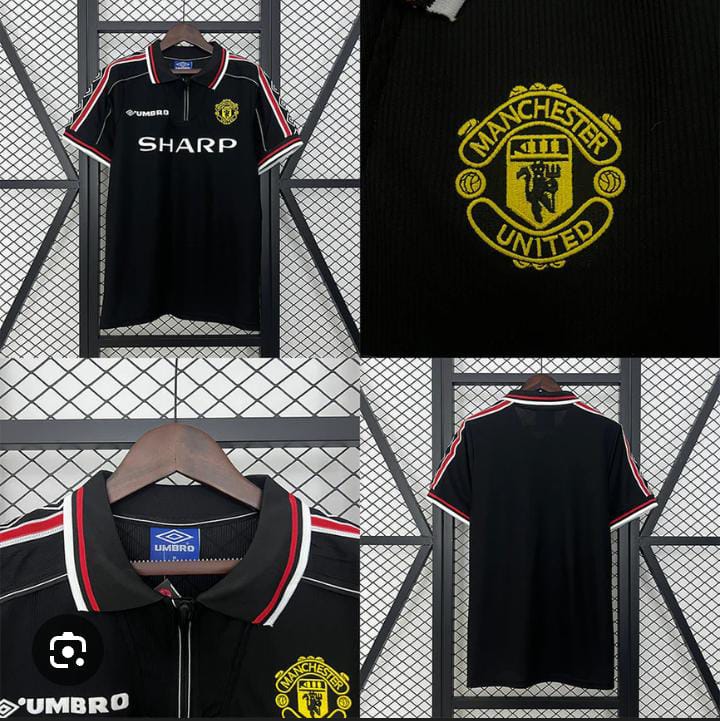 1998/1999 Original MANCHESTER UNITED Black Third Vintage Retro Kit Football Jersey ; Best Quality Unisex Man U Jersey Retro Kit