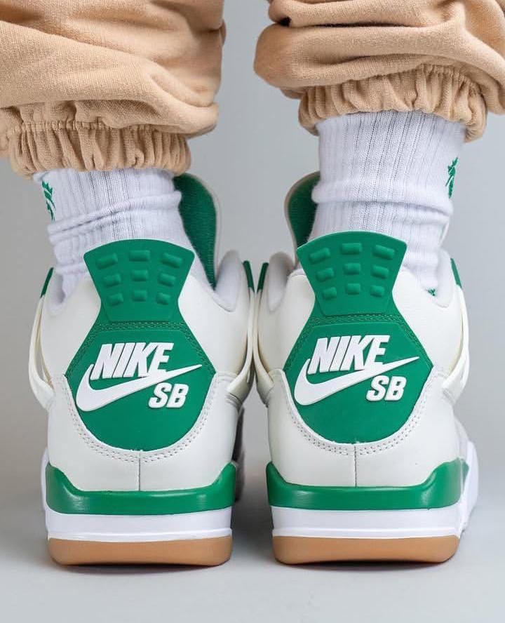 ORIGINAL AIR JORDAN 4 RETRO  SB ''Pine Green'' Sneakers, High Quality Fashion Men's Shoes J4 Sneakers