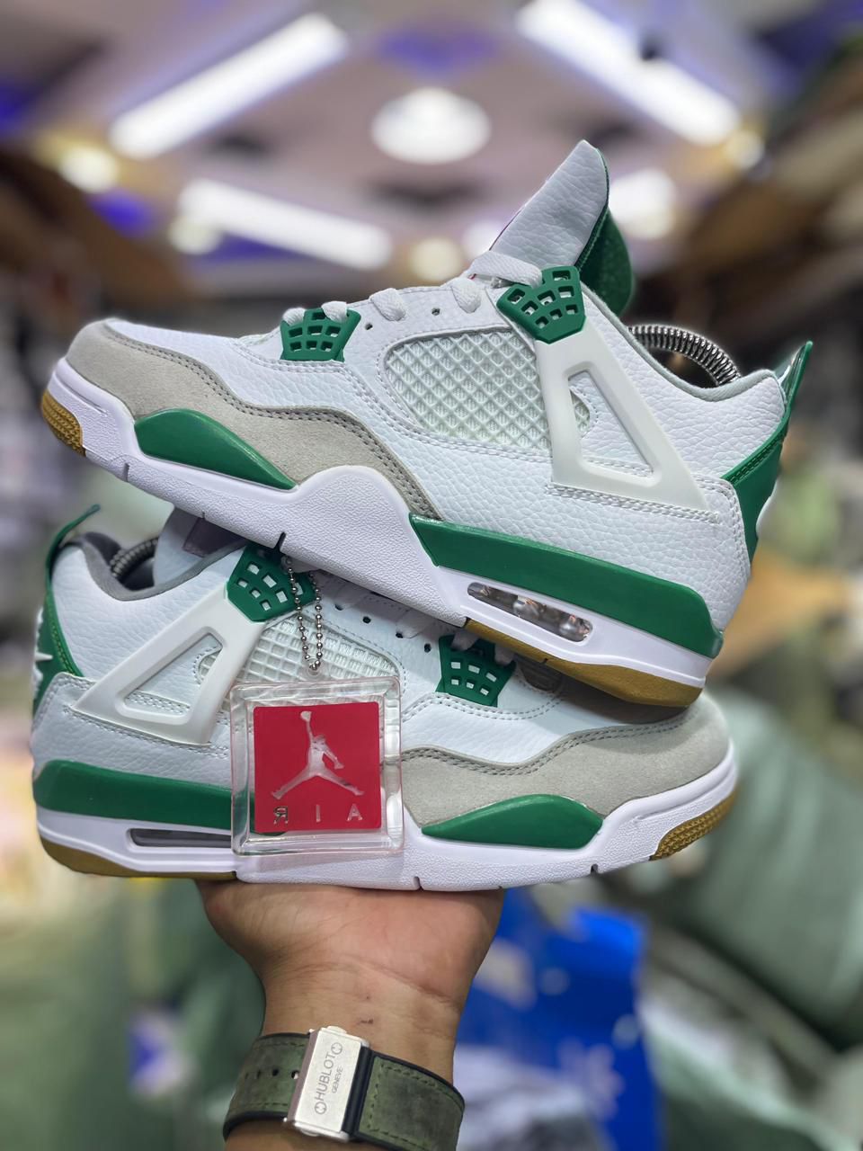 ORIGINAL AIR JORDAN 4 RETRO  SB ''Pine Green'' Sneakers, High Quality Fashion Men's Shoes J4 Sneakers