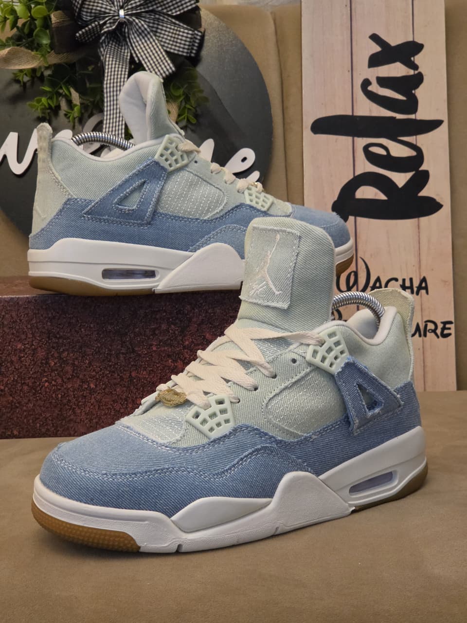 NEW ARRIVAL  AIR JORDAN 4 WORN BLUE Unisex Sneakers: Authentic & Best Quality Fashion Unisex Shoes  J4 Sneakers