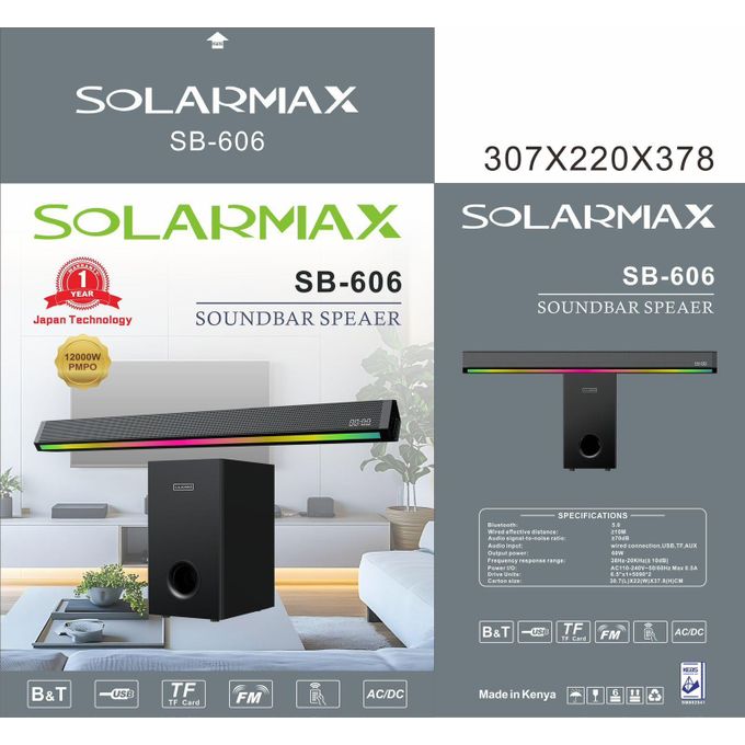 Solarmax 3.1ch Soundbar Multimedia Speaker System with Woofer