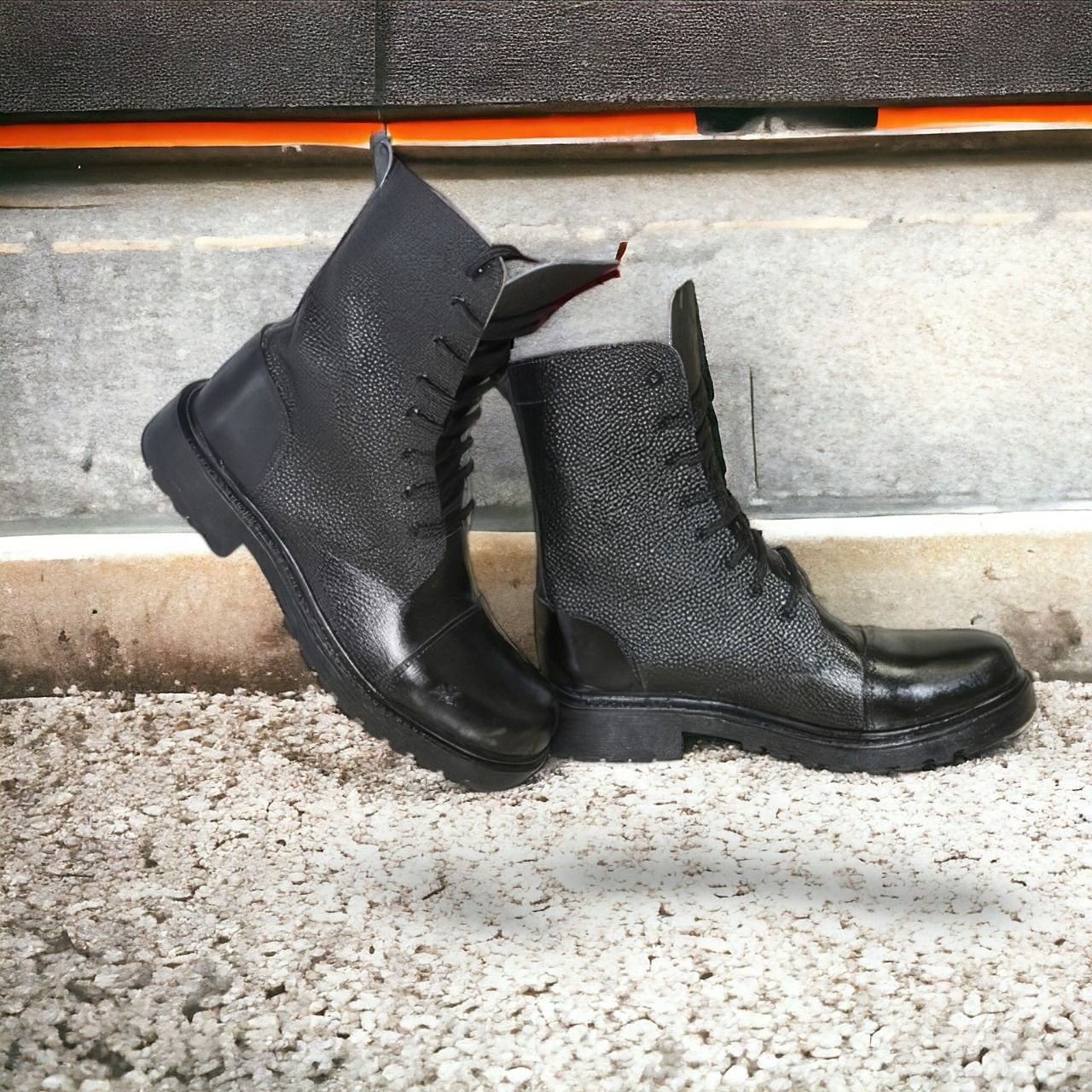 Tough leather askari security boots-Durable military combat tactical boots with rubber sole