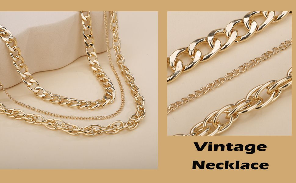 ZHJH 3Pcs Women's Necklace 3-layer Fashion Multi layer Metal Necklace Clavicle Chain Women's Jewelry