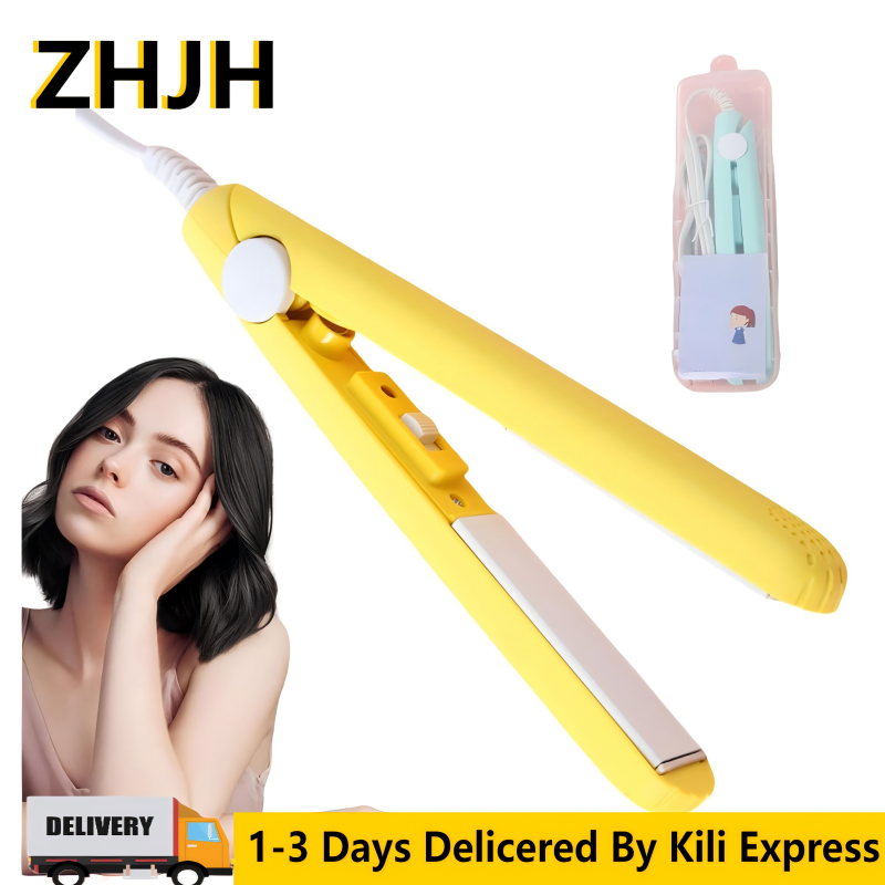 ZHJH  Hair Straightener Mini Curling Iron Multi-purpose Can Be Carried Anytime Touch Up Cartoon Cat Portable Electric Splint Flat Iron Ceramic Hair Straightener American Style 220V
