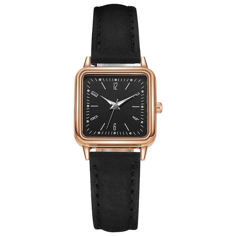 ZHJH 4pcs Couple Watch Couple Bracelet Couple Square Wristwatch Couple Love Bracelet Black and Pink Couple Quartz Watch