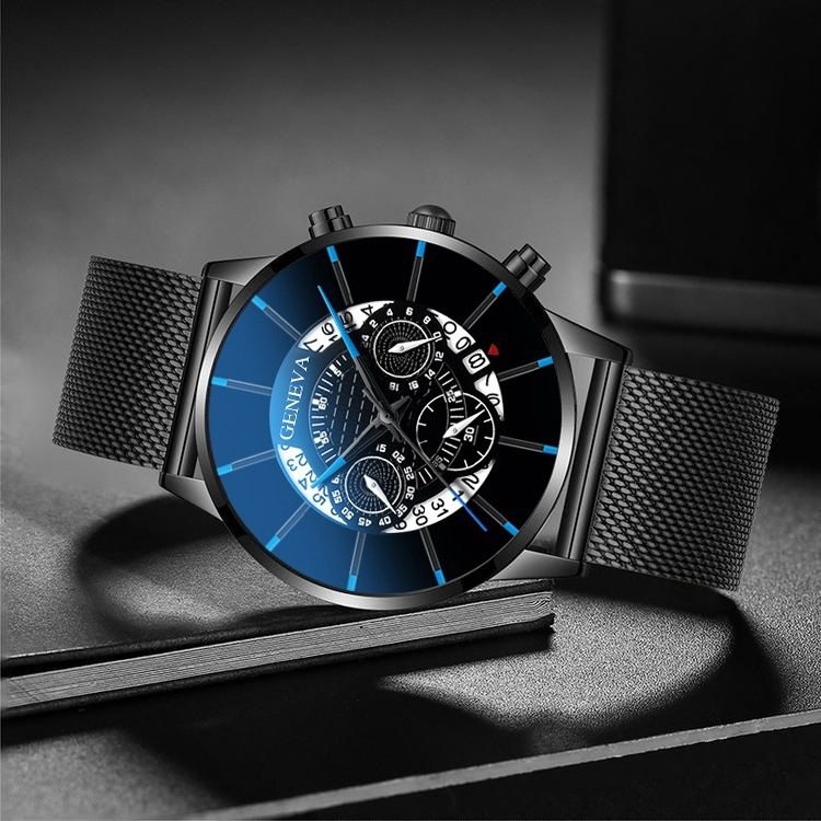 ZHJH Men's Large Dial Watch Men's Calendar Quartz Wristwatch Includes exquisite gift box  Men's Braided Band Watch Fashion Business Watch With Box