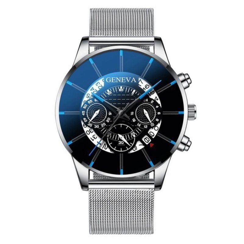 ZHJH Men's Large Dial Watch Men's Calendar Quartz Wristwatch Includes exquisite gift box  Men's Braided Band Watch Fashion Business Watch With Box