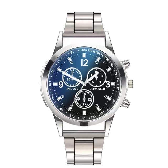 ZHJH Men's Large Dial Watch Metal Bracelet Set Men's Metal Strap Wristwatch Men's Quartz Watch Silver Watch Set