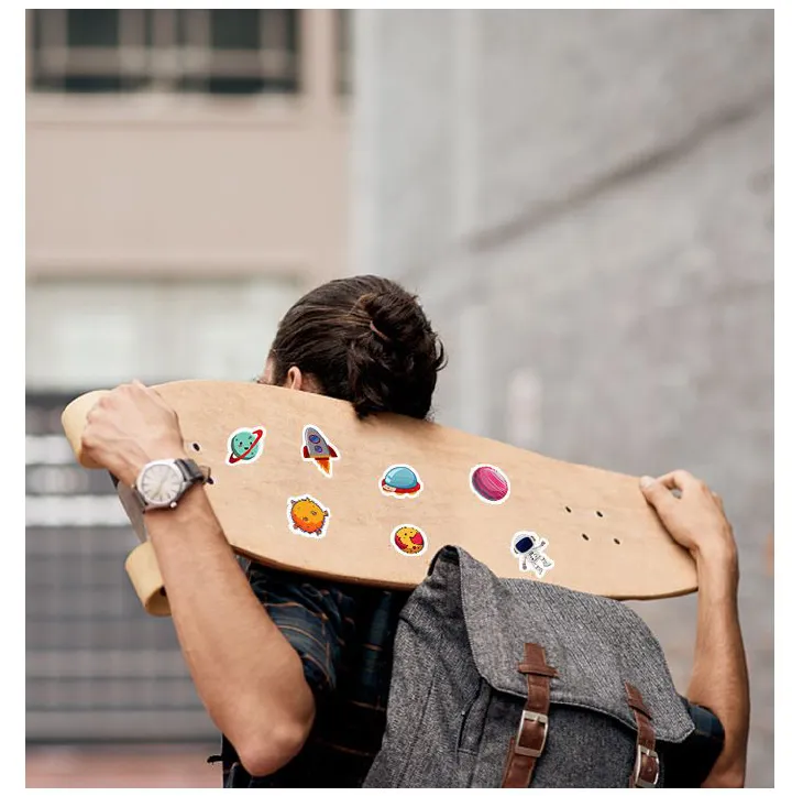 ZHJH Stickers for children and teenagers, astronaut space, car, sports car, cute animation stickers, waterproof water bottle stickers, suitable for laptops, phone cases, guitars, skateboards, etc