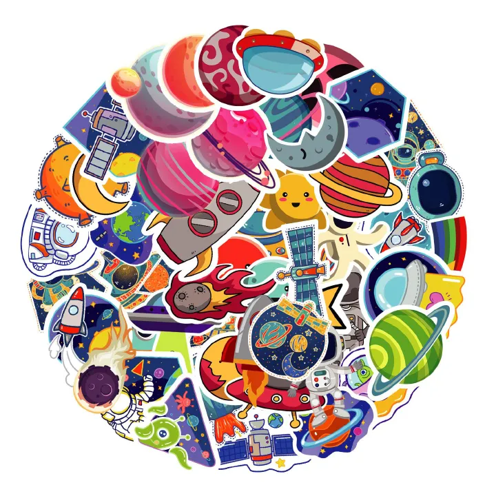 ZHJH Stickers for children and teenagers, astronaut space, car, sports car, cute animation stickers, waterproof water bottle stickers, suitable for laptops, phone cases, guitars, skateboards, etc