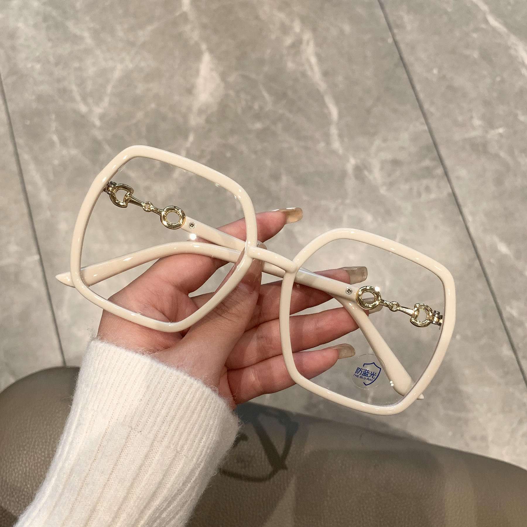 ZHJH Women's Oversized Glasses Square Frame Designer Frames Optical Glasses Latest Glasses Frames Optical for Girl Blue Light Blocking Gaming Designer Glasses