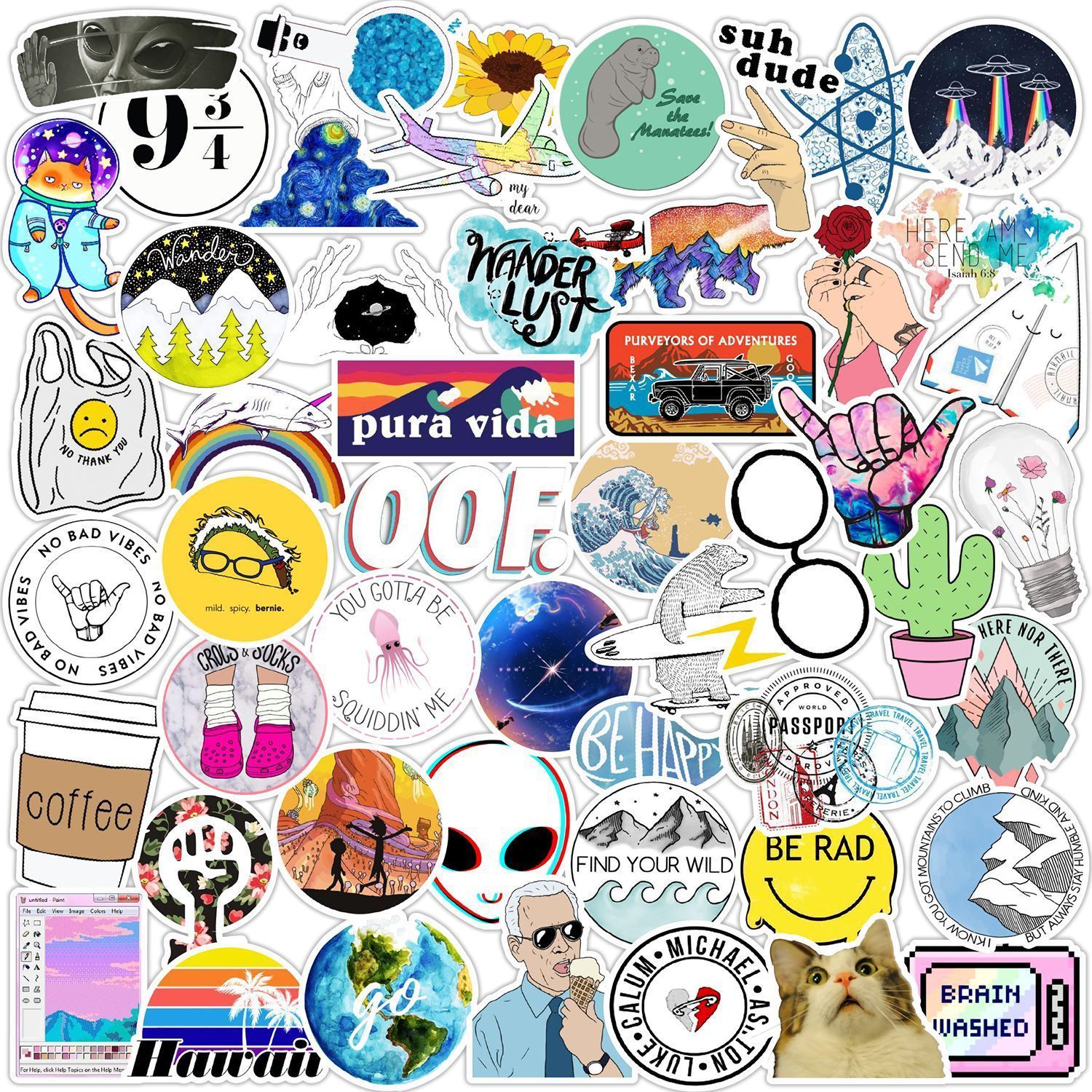 ZHJH Stickers in multiple styles trendy styles selected by fans student stickers luggage notebook tea cup cat big red bright and bright styles
