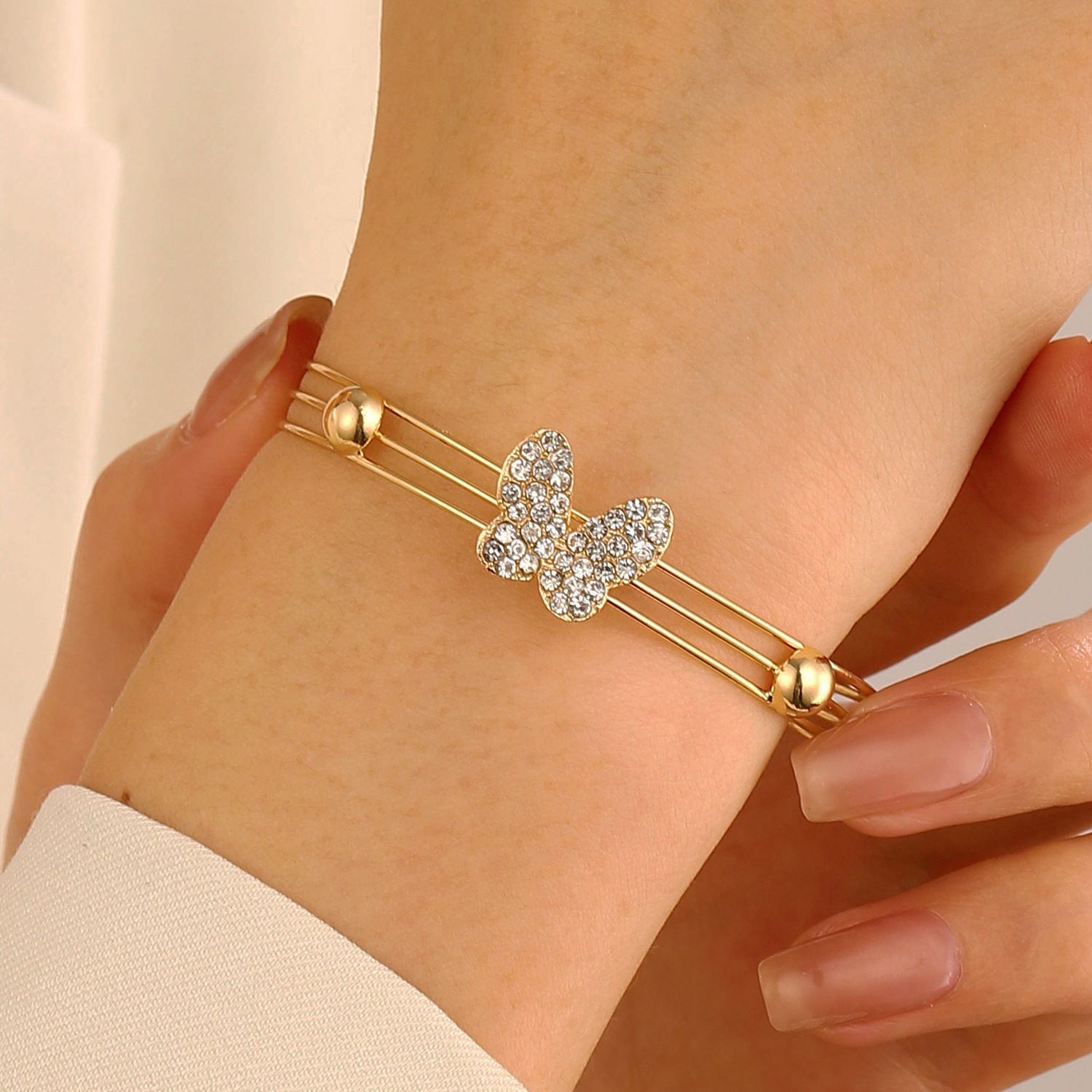 ZHJH Butterfly Jewelry Set for Women Ladies Diamond Love Heart Necklace Ring Bracelet Suit