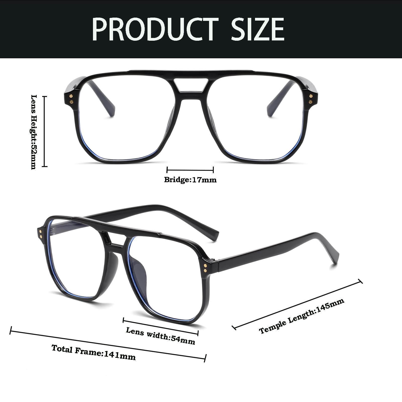 ZHJH Frame Eyeglasses Women Men Glasses Anti Blue Light Pilot Square Glasses Anti Filter Blue Light for Gaming Computer
