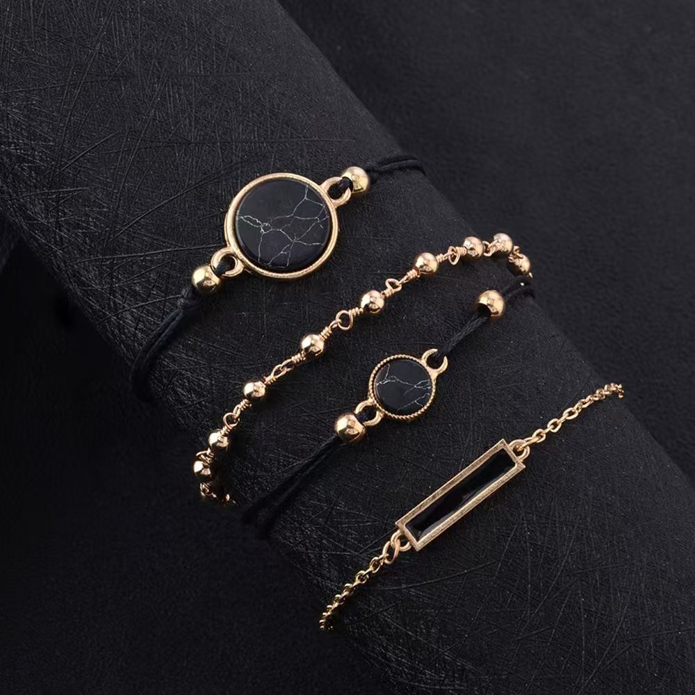 ZHJH 5Pcs Women's Watch Bracelet Set Women's Jewelry Set Women's Flower Belt Watch Women's Wristwatch Black
