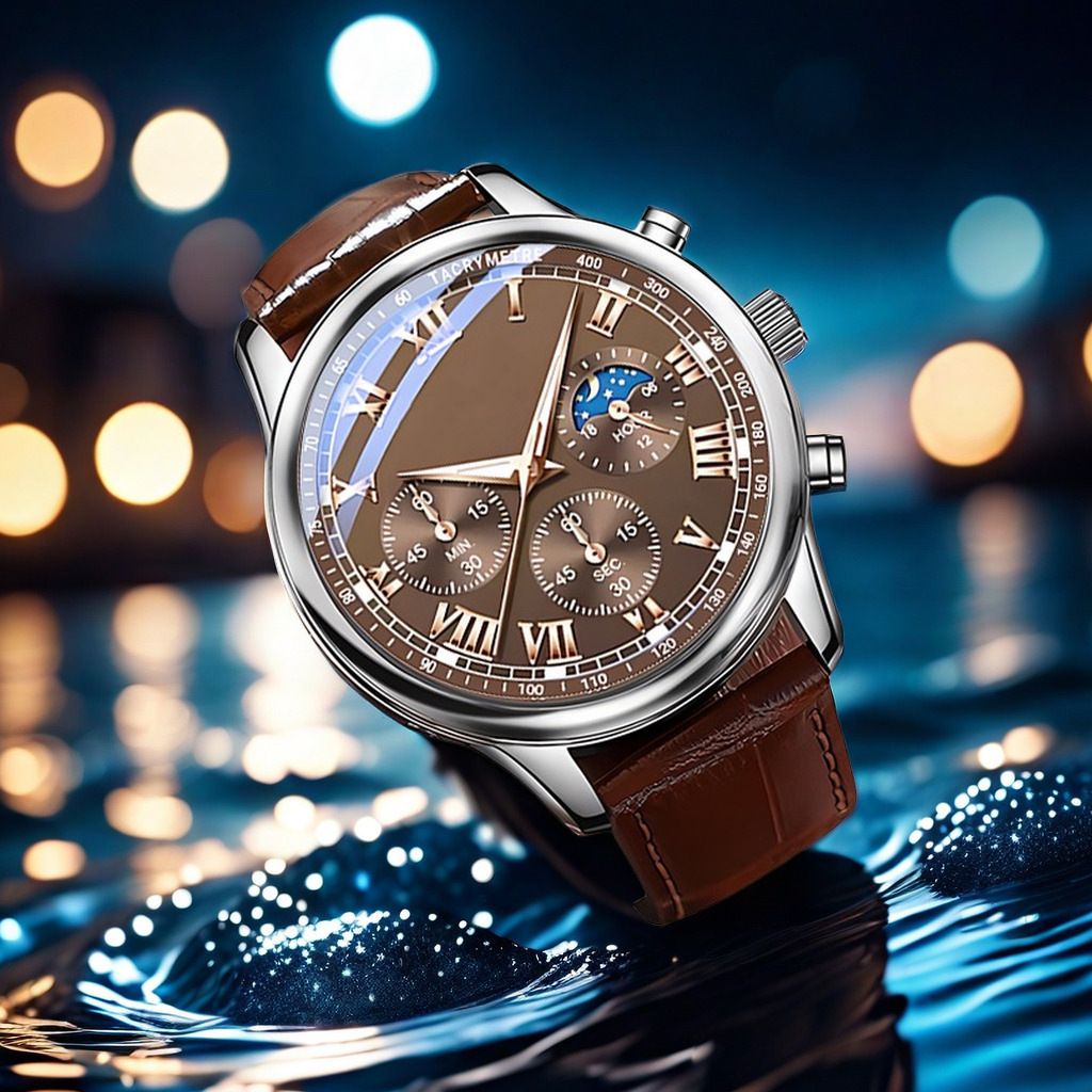 5PCS Men's Watch Set Men's Watch And 4PCS Bracelet Calendar Sports Business Quartz Steel Strip Watch Men's Sports Watch Men's Wrist Watch Three Eyelid Strap Watch Bracelet Set For Daily Wear