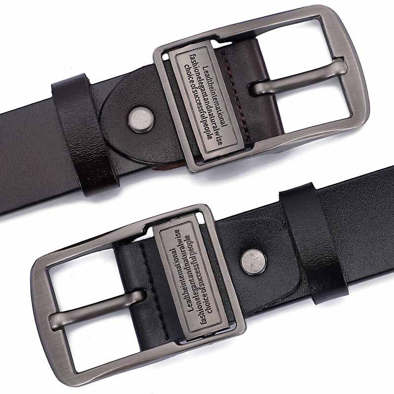 ZHJH Men's Needle Buckle Belt Retro Belt Casual Business Style Minimalist Design PU Material Suitable for Young and Middle aged Fashionable People Multi functional Needle Buckle Design