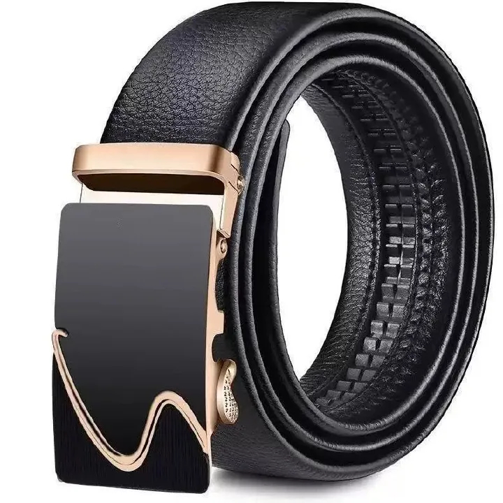 Men's Belt  Automatic Fastening Belt  Artificial Leather Interior Liner  High-Quality Men's Belt  Suitable for Casual and Business Jeans  Luxury Brand Men's Belt