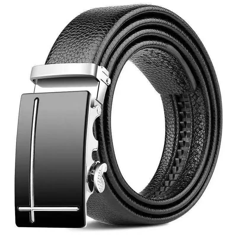 ZHJH Men's Belt Alloy Automatic Buckle PU Leather Inner Lining High quality Men's Belt Suitable for Casual and Business Jeans Luxury Brand Men's Belt