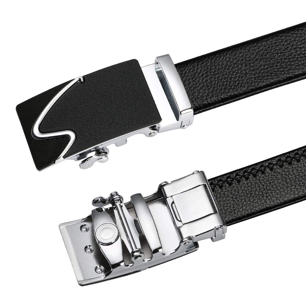 ZHJH Men's Belt  Automatic Fastening Belt  Artificial Leather Interior Liner  High-Quality Men's Belt  Suitable for Casual and Business Jeans  Luxury Brand Men's Belt