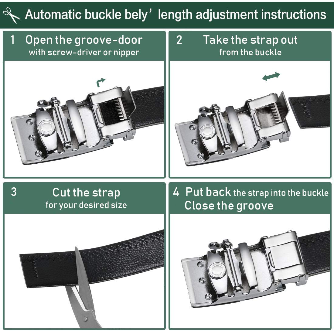 ZHJH Men's Belt  Automatic Fastening Belt  Artificial Leather Interior Liner  High-Quality Men's Belt  Suitable for Casual and Business Jeans  Luxury Brand Men's Belt