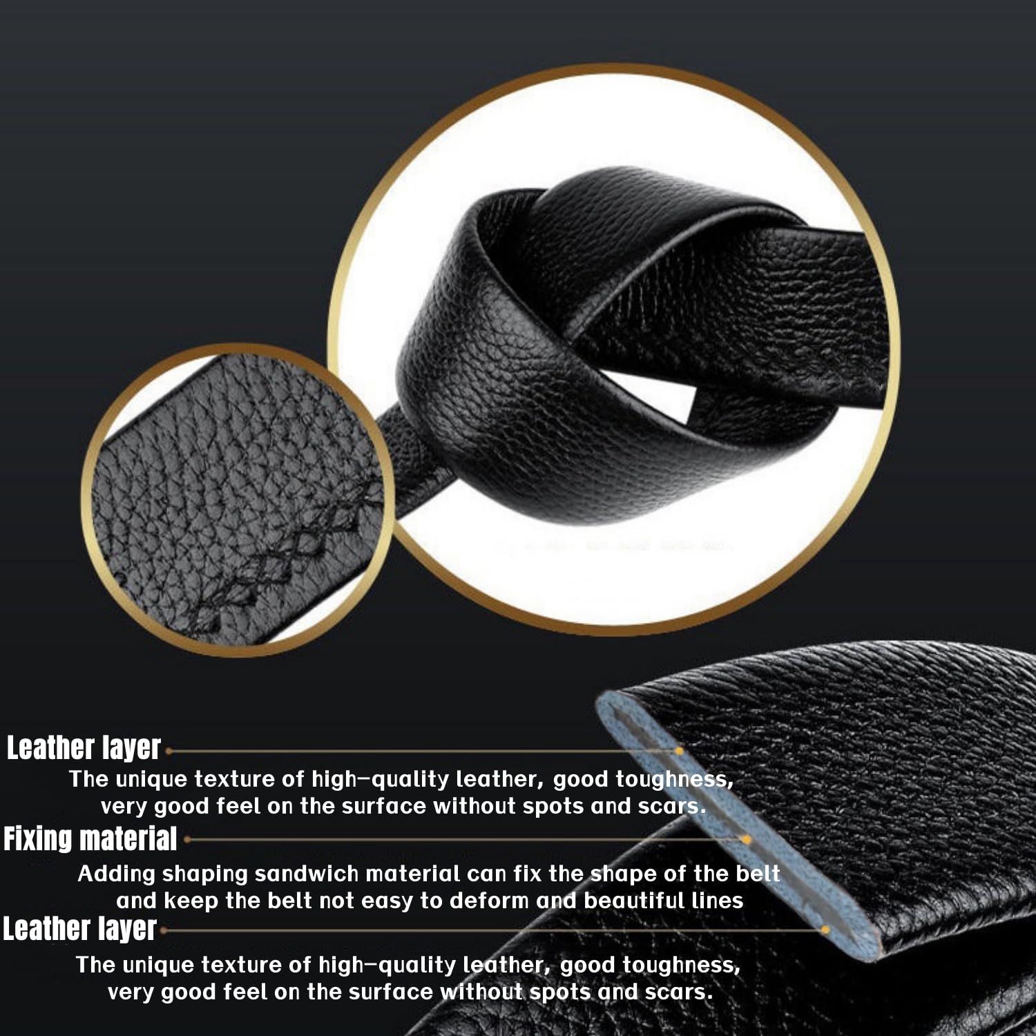 ZHJH Men's Belt Alloy Automatic Buckle PU Leather Inner Lining High quality Men's Belt Suitable for Casual and Business Jeans Luxury Brand Men's Belt