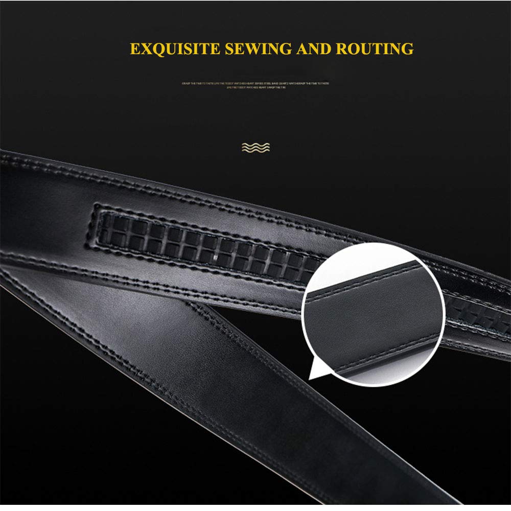 ZHJH Men's Belt Alloy Automatic Buckle PU Leather Lining Wide Belt Black Gold Color High Quality Men's Belt Suitable for Casual and Business Jeans Luxury Brand Men's Belt