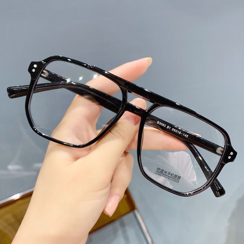 ZHJH Frame Eyeglasses Women Men Glasses Anti Blue Light Pilot Square Glasses Anti Filter Blue Light for Gaming Computer