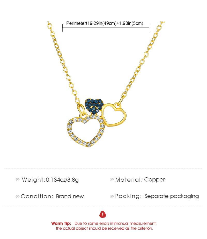 Full Diamond Love Necklace Ladies' Love Pendant Necklace Exquisite Three Love Pendants Necklace Ladies' Heart to Heart Necklace Bridal Wedding Jewelry