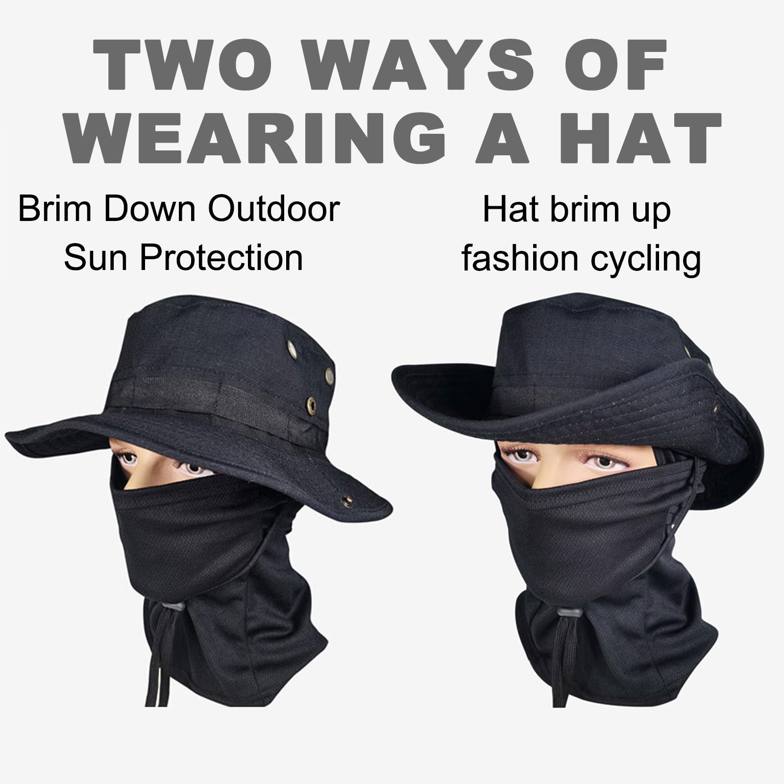 Outdoor Bucket Hat With Balaclava Boonie Hat Tactical hat Camo Hats Balaclava Headband Glasses Set for Outdoor Sport Unisex