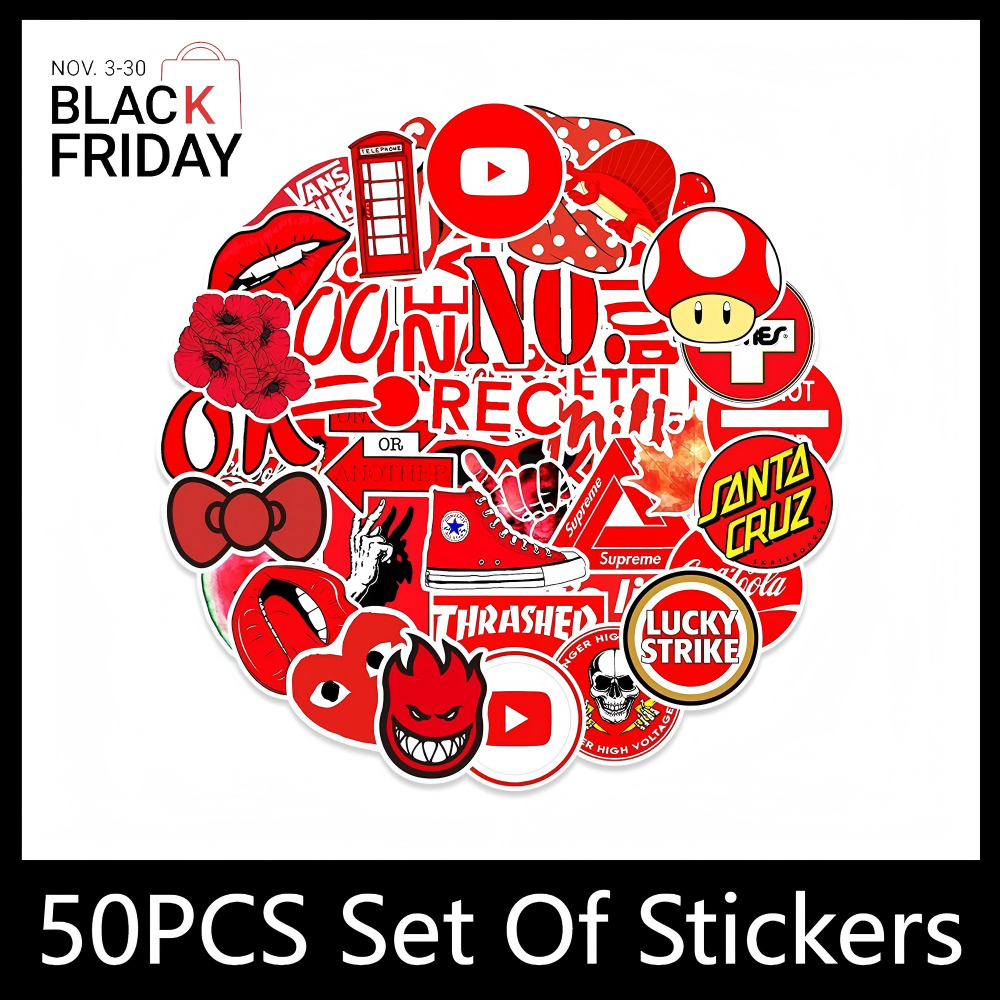 ZHJH Stickers in multiple styles trendy styles selected by fans student stickers luggage notebook tea cup cat big red bright and bright styles