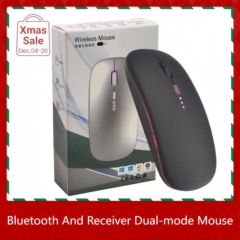 ZHJH Dual-mode gaming mouse with battery display Bluetooth wireless mouse Rechargeable silent luminous mouse suitable for tablets and computers