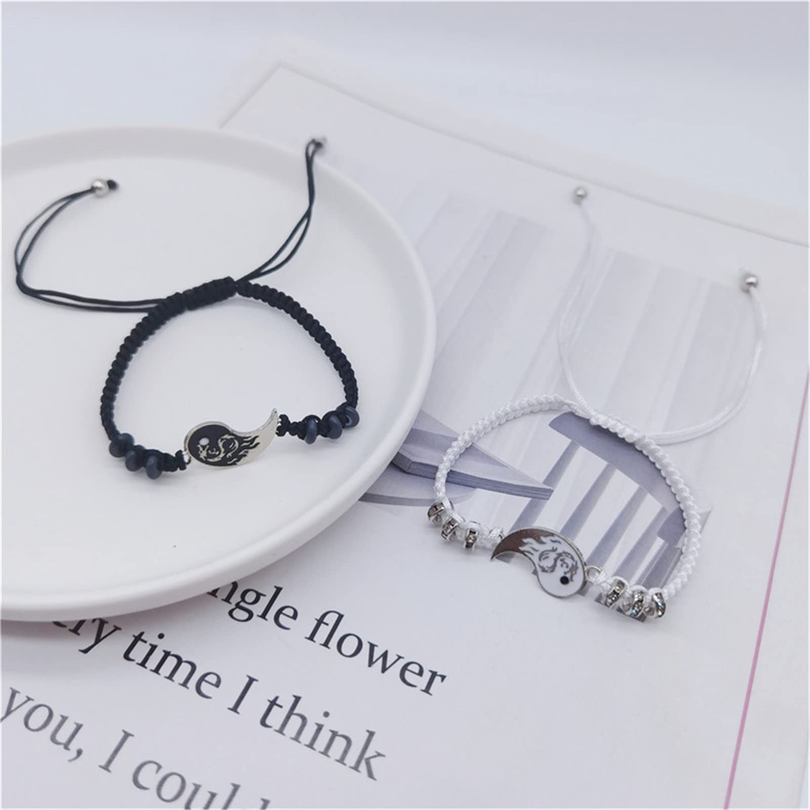 Couple Jewelry Set Taiji Necklace Taiji Bracelet Dragon Phoenix Carving Necklace Bracelet